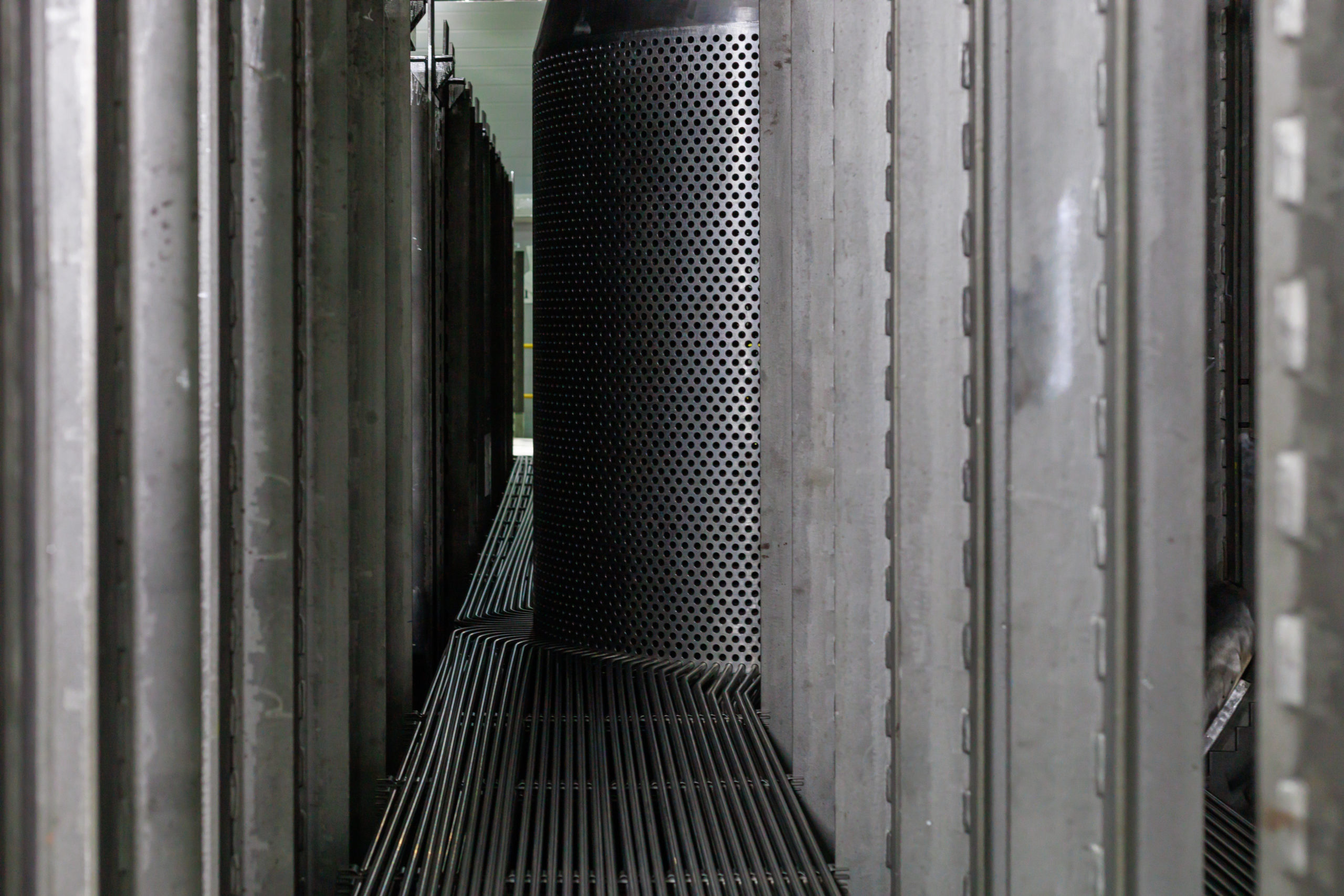 Rows of heat exchanger tubes in the steam generator. Tube Bundles in Steam Generator